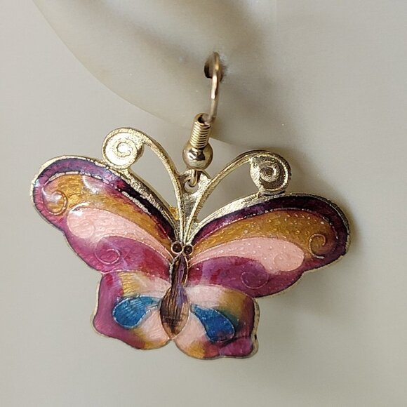 Enamel Butterfly Earrings - Picture 7 of 8